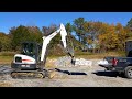 Can the Bobcat Mini Excavator lift 3/4 ton with chained on forks? (Jury rigged)