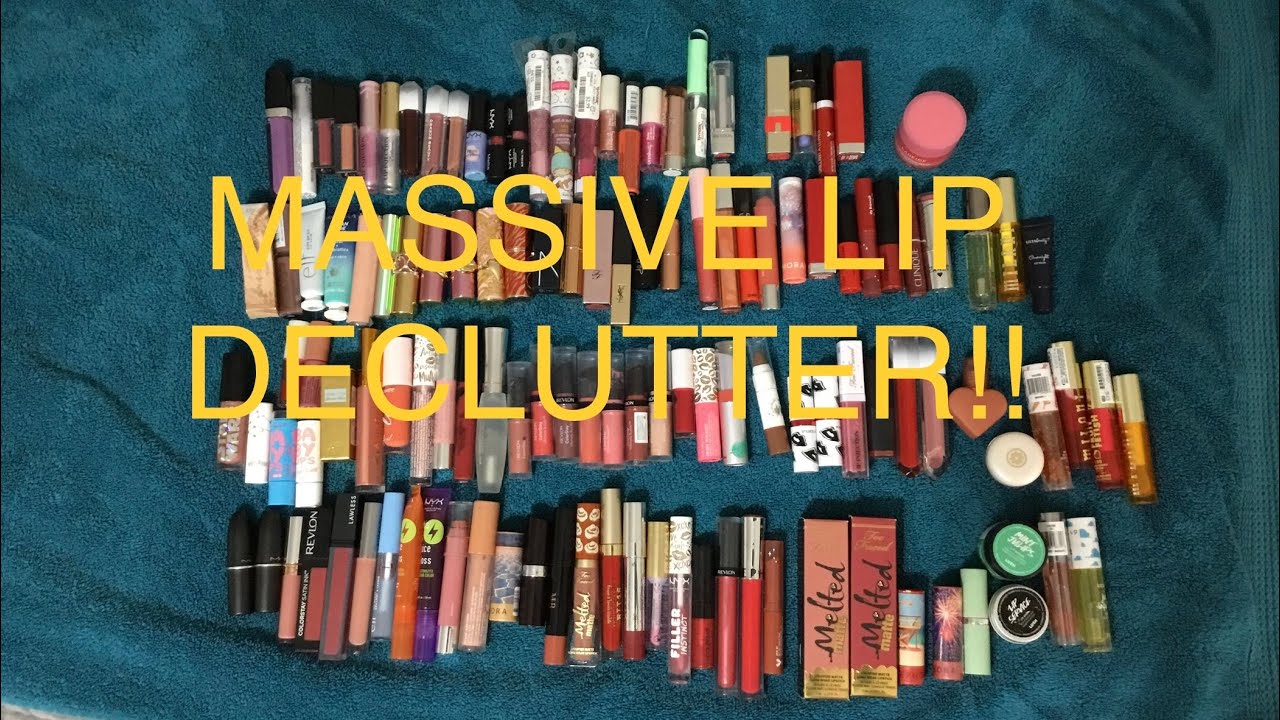HUGE LIPSTICK DECLUTTER!! No lip product left behind!