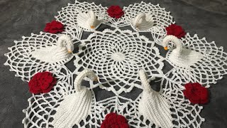 Crochet Swan Tablecloth Part 3 #crochethook #crochet #crochetart #wool #design