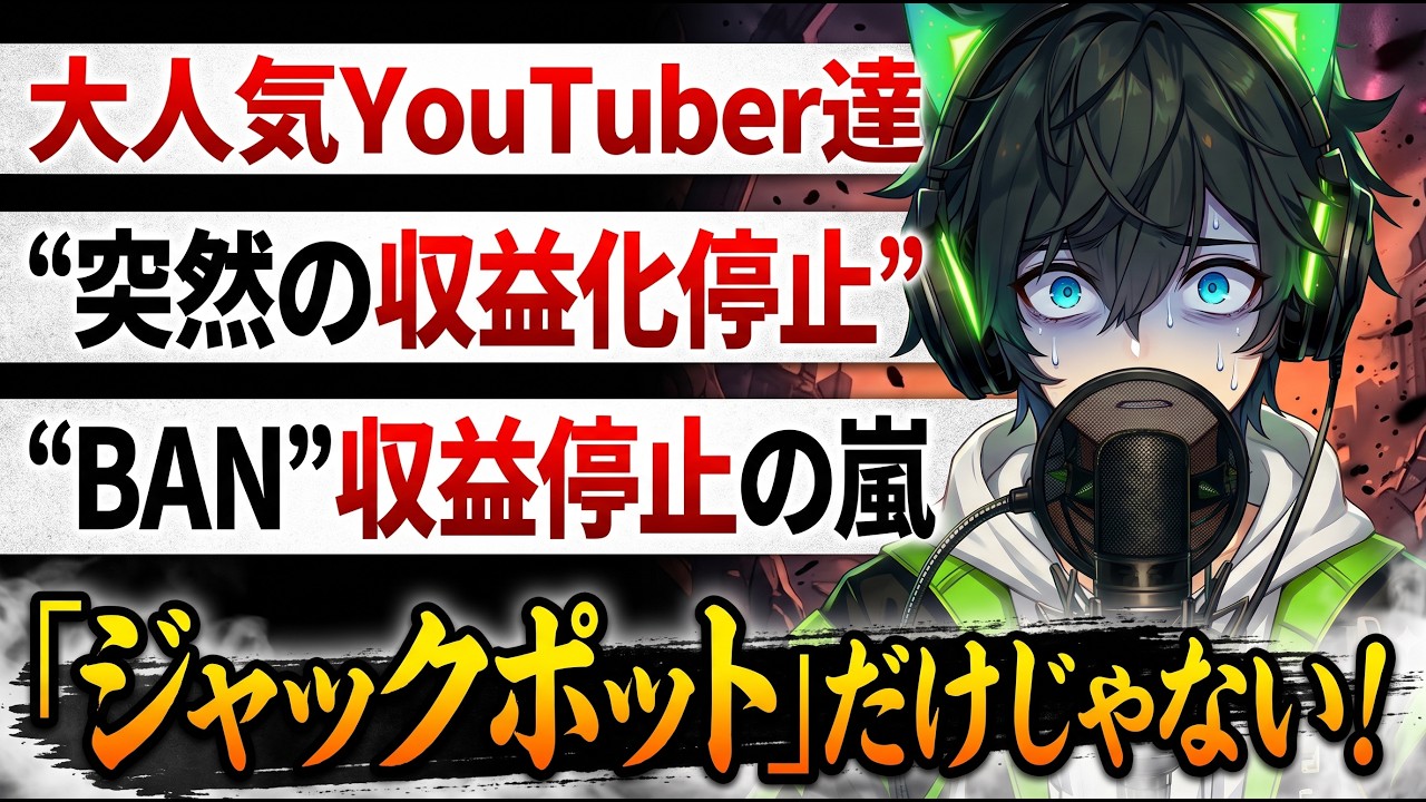 📌【ジャックポットだけじゃなかった】大人気YouTuber達突然の「収益化停止」広がる「BAN(停止)」の嵐【YouTube一本の危険性】
