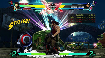 UMvC3 - Spencer OH side-switch Corner Combo #1 (w/ Doom Missiles extension variations)