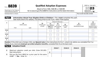 IRS Form 8839 walkthrough (Qualified Adoption Expenses)