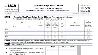 IRS Form 8839 walkthrough (Qualified Adoption Expenses)