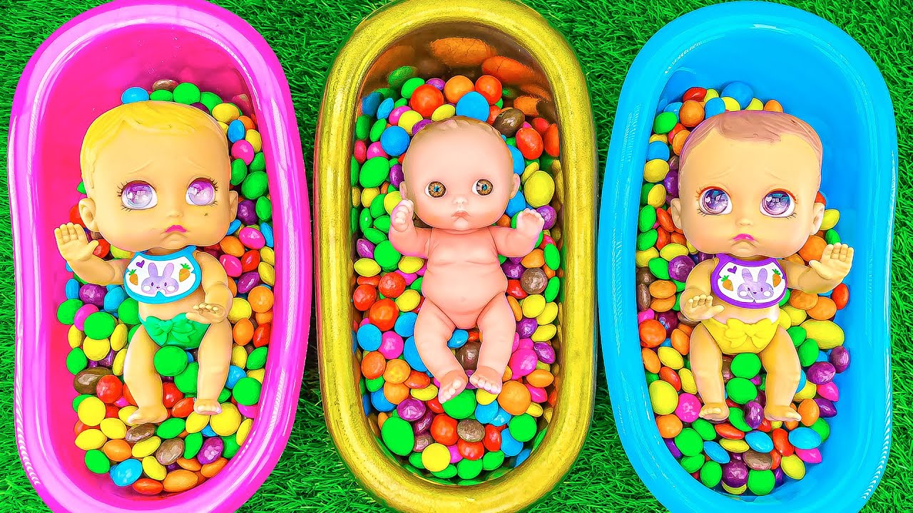 Most Satisfying Video | ASMR Candy Mixing in Magic Three Bathtubs with ...