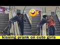 Kissing prank  on cute girls best reaction in escalator prank prankstar vinod