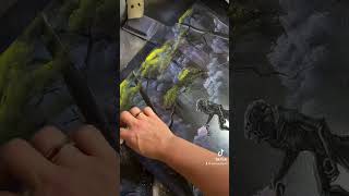Pumpkinhead - mixed media painting- how to paint leaves with spray paint #spraypaintart