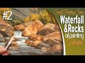 Waterfall &amp; Rocks, Oil Painting Tutorial. Small Painting Series #2