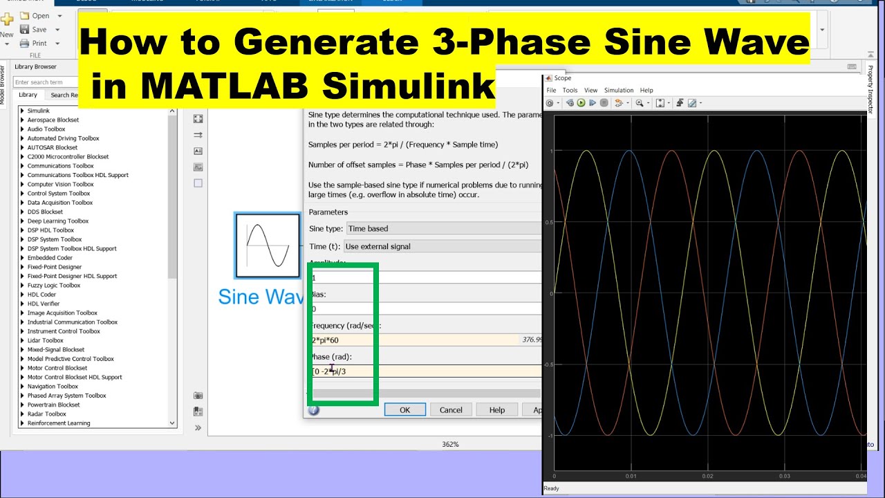 How to Generate 3-Phase Sine Wave in Simulink | Step-by-Step MATLAB ...