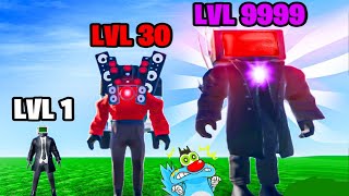 OGGY UPGRADING NOOB CAMERMAN TO MAX LEVEL TV MAN IN ROBLOX!