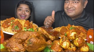 WHOLE CHICKEN CURRY🔥 SCHEZWAN FRIED RICE, SPICY EGG CURRY AND PRAWNS MALAI CURRY|FOOD EATING VIDEOS