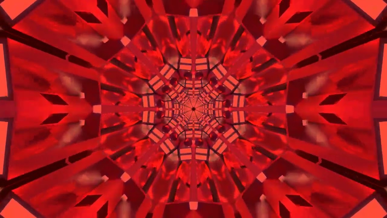 10 hours Red Neon Tunnel Kaleidoscope 4k uhd 60fps screensaver Vj loop
