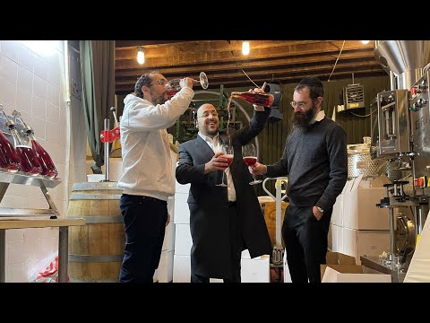 Lipa Schmeltzer & Moshe Mayer In Goblet Wine Store Having Fun