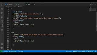 #17 C program to print odd and even number using while loop