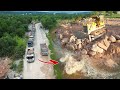 Part 1| Incredible New Project Starting Process Bulldozer Moving Rock, Dump Truck Unloading Rock