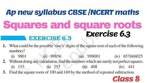 8th Class Squares and square roots Exercise 6.3 1-3  problems|Squares and square roots 8 th class