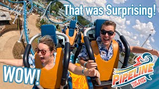 WE RODE PIPELINE! First Time POV Reaction to SeaWorld Orlando's CRAZY New B&M Surf Coaster!