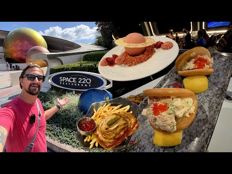 Trying NEW Food At Disney World New Menu Items At EPCOT Space 220 Riding Mission Space Fun Facts