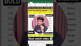 Text formatting ka SECRET shortcut 🤯Bold ✨ Italic ✨ Underline ✨ Strikethrough #excel #shorts #viral