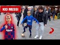 9 year old KID MESSI playing FOOTBALL in LONDON !? (PUBLIC NUTMEGS CHALLENGE)