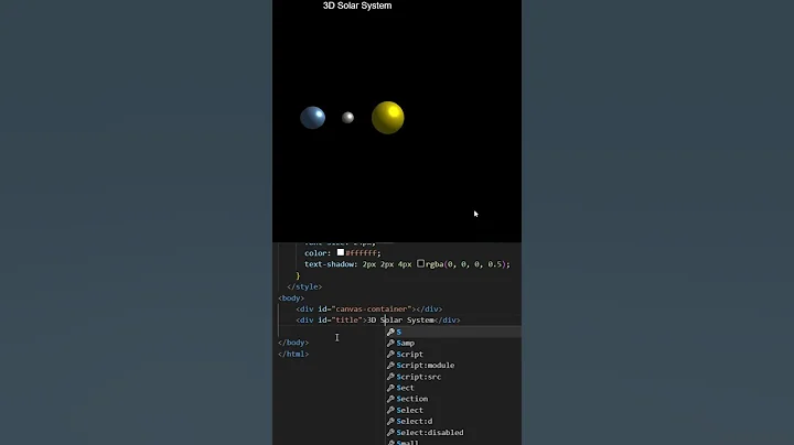 3D Solar System With Three Js  #threejs  #shorts #shortsvideo