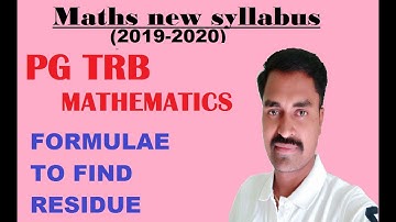 PG TRB MATHS | FORMULAE TO FIND RESIDUE
