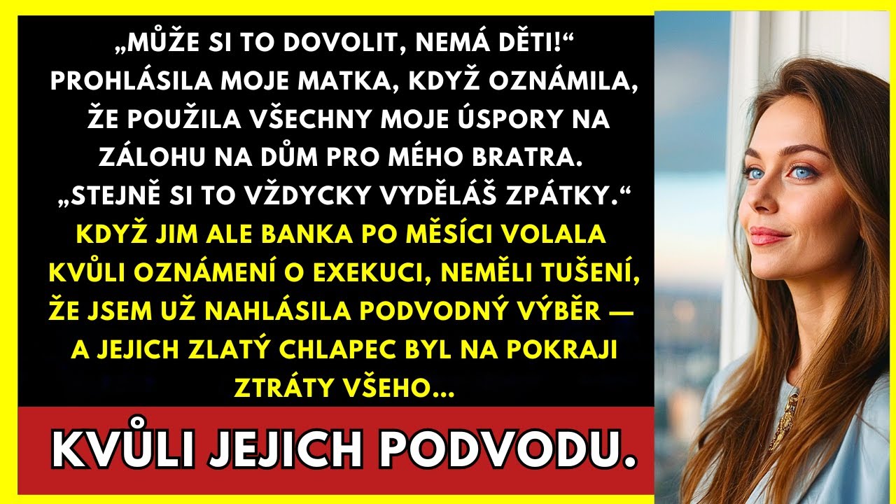 Zírala jsem na bankovní aplikaci a nevěřila vlastním očím. Dva miliony korun, které jsem šetřila deset let, byly pryč. Moje matka je vybrala, aby koupila dům mému bratrovi, který nikdy nevydržel v...