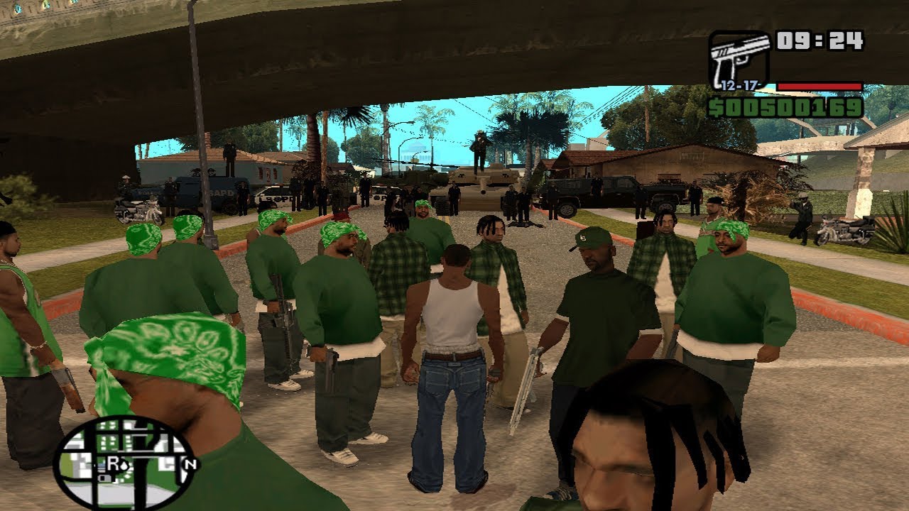 a MAIOR GU3RRA DE GANGUES do GTA SA - 100 BALLAS vs 100 GROVE