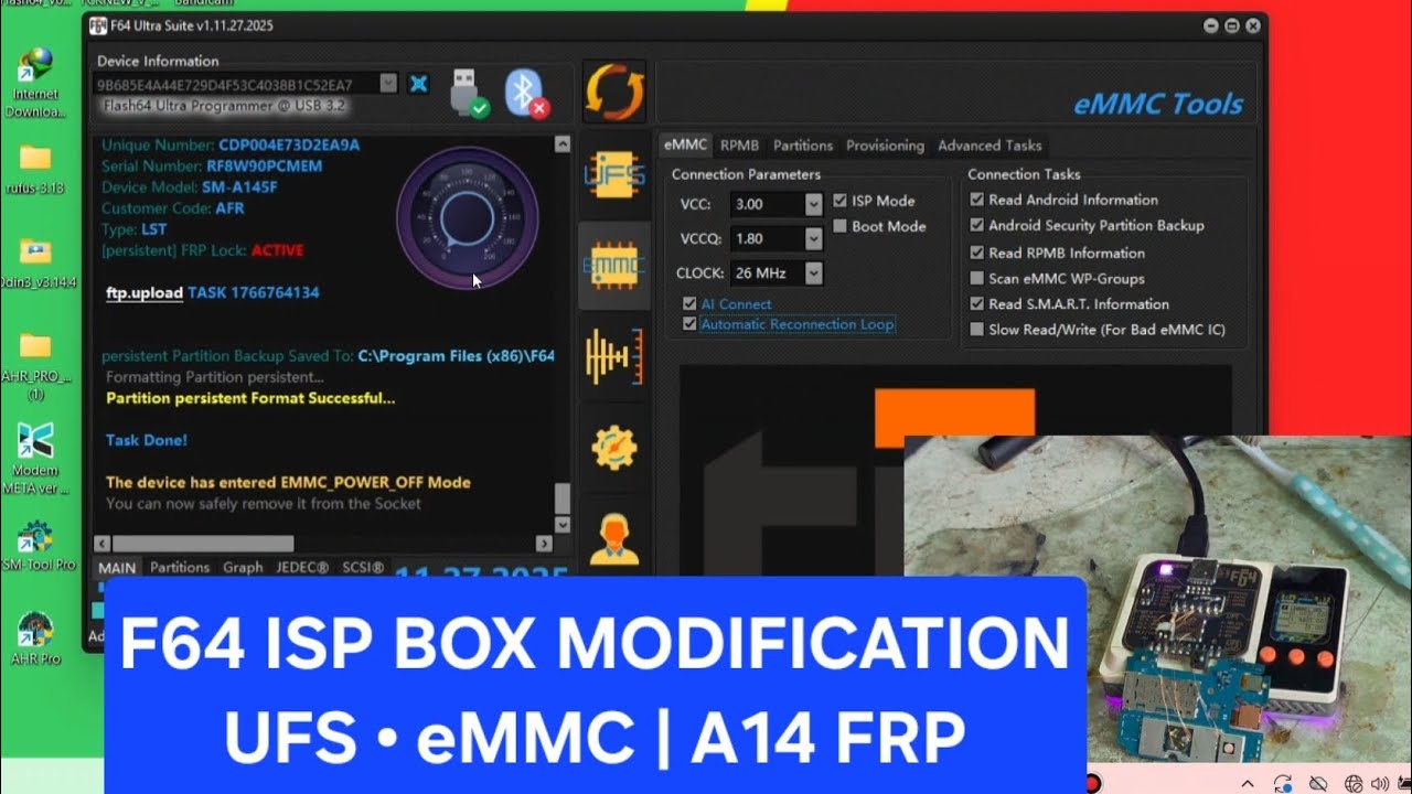 F64 ISP Modification for UFS & eMMC | Samsung Galaxy A14 FRP Solution