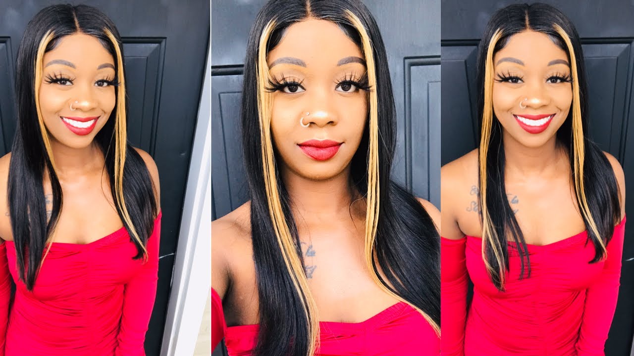 Pre-highlighted blonde patch on Amazon wig featuring Julia Hair!