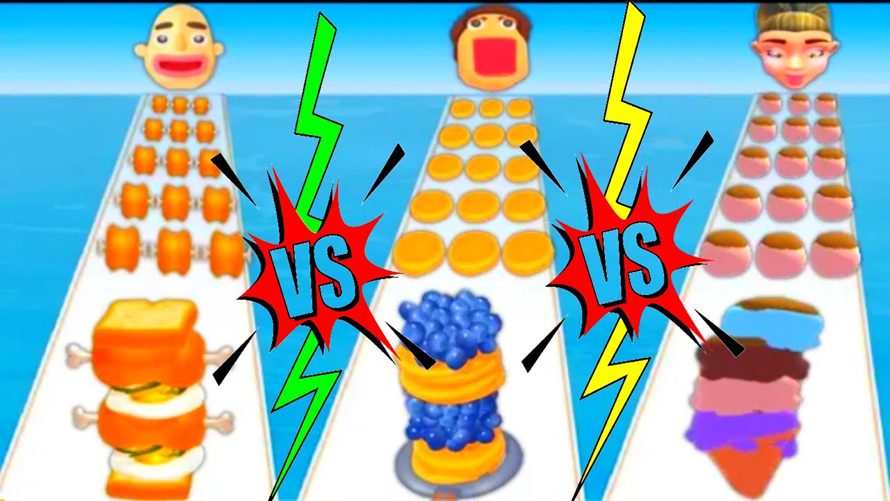 SANDWICH RUNNER vs PANCAKE RUN vs ICE CREAM RUNNER - Triple Satisfying Mobile Games New Apk Update