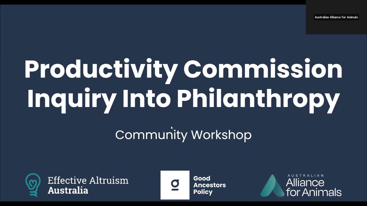 Productivity Commission Inquiry into Philanthropy - Workshop