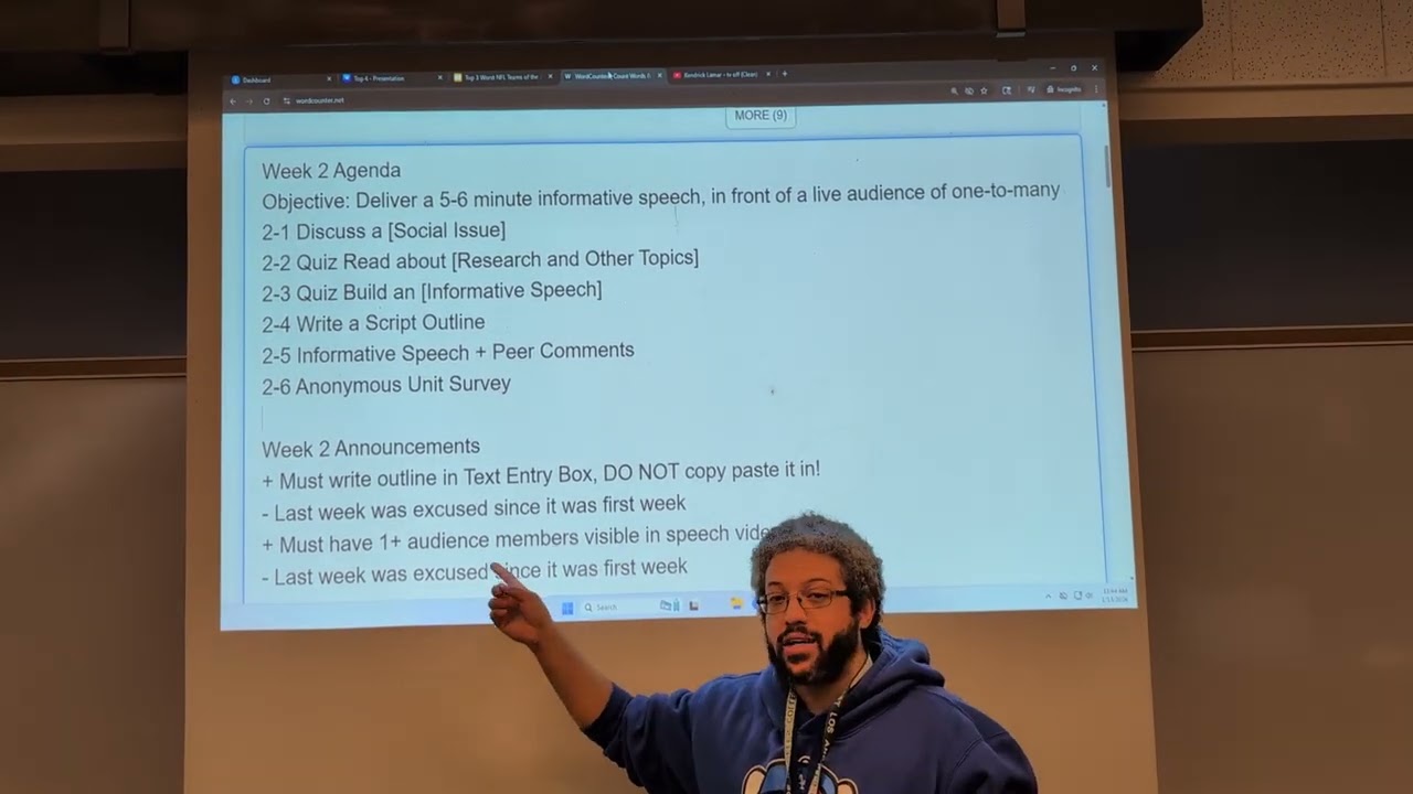 Week 02 announcement for Publix speaking 2026 winter