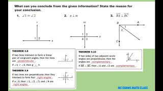 Given diagram what Theorem justifies statement. Perpendicular Lines, Right Angles, Complementary