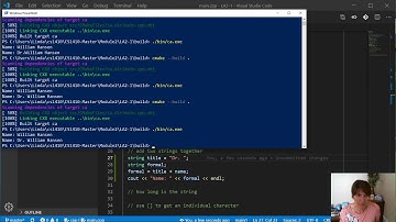 The string class operators + and [ ] and the length method