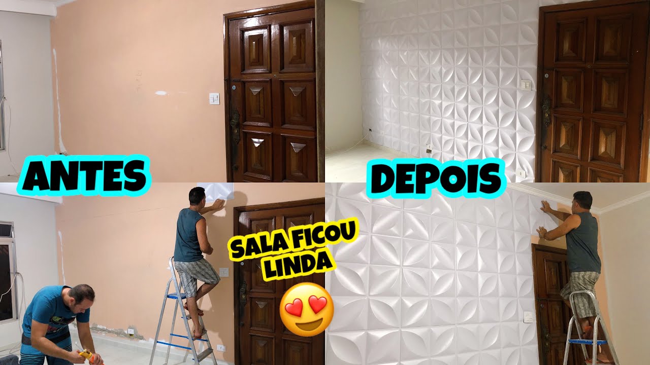 COMO INSTALAR PLACA 3D DE PVC PASSO A PASSO | TRANSFORMAÇÃO NA SALA ...