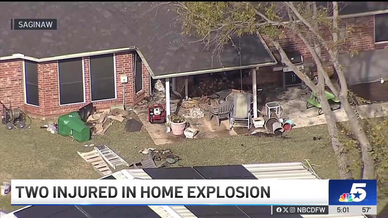 Two injured in home explosion in Saginaw | NBCDFW - YouTube