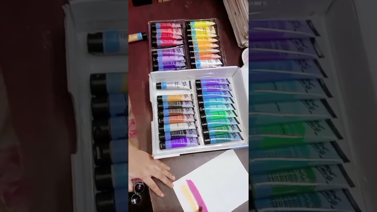 Acrylic Colour Paint Set 48pc Product Demo 