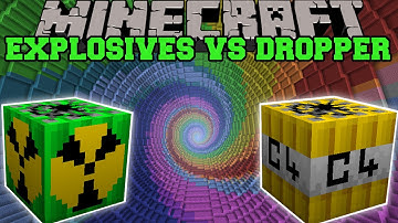 MORE EXPLOSIVES MOD VS THE DROPPER - Minecraft Mods Vs Maps (Nukes, Bombs, C4)