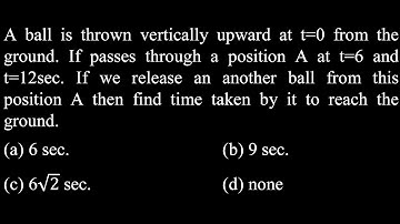 A ball is thrown vertically upward at t = 0 from the ground. If passes through a posi
