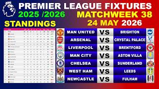 EPL FIXTURES TODAY - MATCHWEEK 38 • EPL Table Standings Today • Premier League Fixtures 25/26, EPL