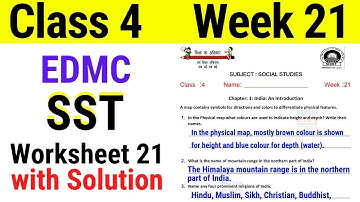 EDMC Class 4 SST Week 21 Worksheet 21 // India : An Introduction with Solution Week 21