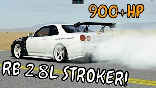 900+hp R34 GTR 2.8L Stroker - Top Speed Run  | Assetto Corsa |   (Best RB Sound!)