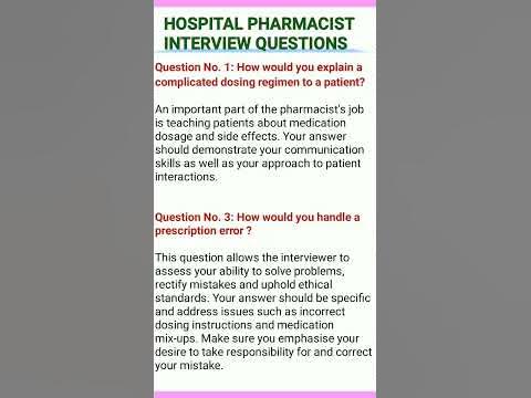Hospital Pharmacist Interview Questions and answers | Pharmacist