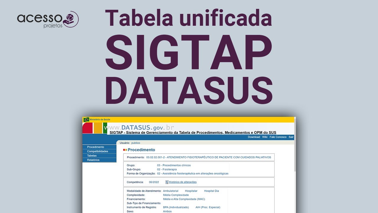 Como conseguir códigos de procedimentos no SIGTAP