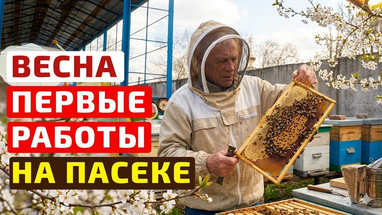 Первые весенние работы пчеловода на пасеке Слабые семьи весной - YouTube