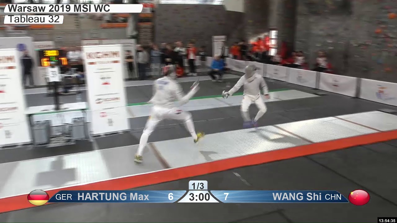 2019 163 T16 02 M S Individual Warsaw POL WC RED WANG CHN vs HARTUNG GER