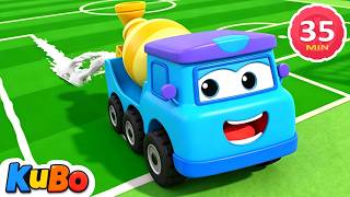 Epic Football Field Build | Construction Vehicles Big Project | Educational Cartoons for Kids - Kubo screenshot 2