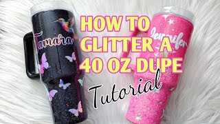 Pink Glitter 40oz Dupe, Stanley 40oz Tumbler, 40oz Tumbler With Handle,  Personalized Glitter Tumbler, Custom Glitter Stanley 