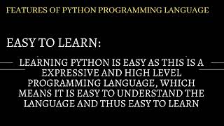Features of Python programming language | Python for Beginners