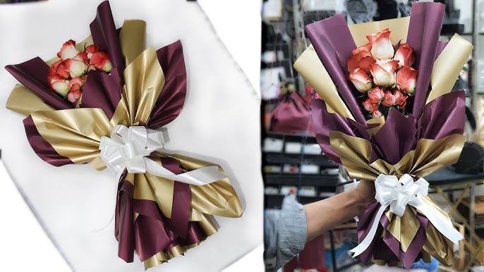 DIY (Eng sub) How to wrap a bouquet with kraft wrapping paper